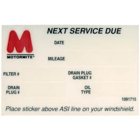 Dorman OIL CHANGE STICKER 65287